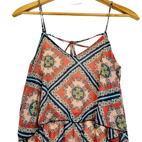 Charlotte Russe Women’s Maxi Dress Size Small Scarf Print Strappy Hippie Boho - Picture 4 of 12